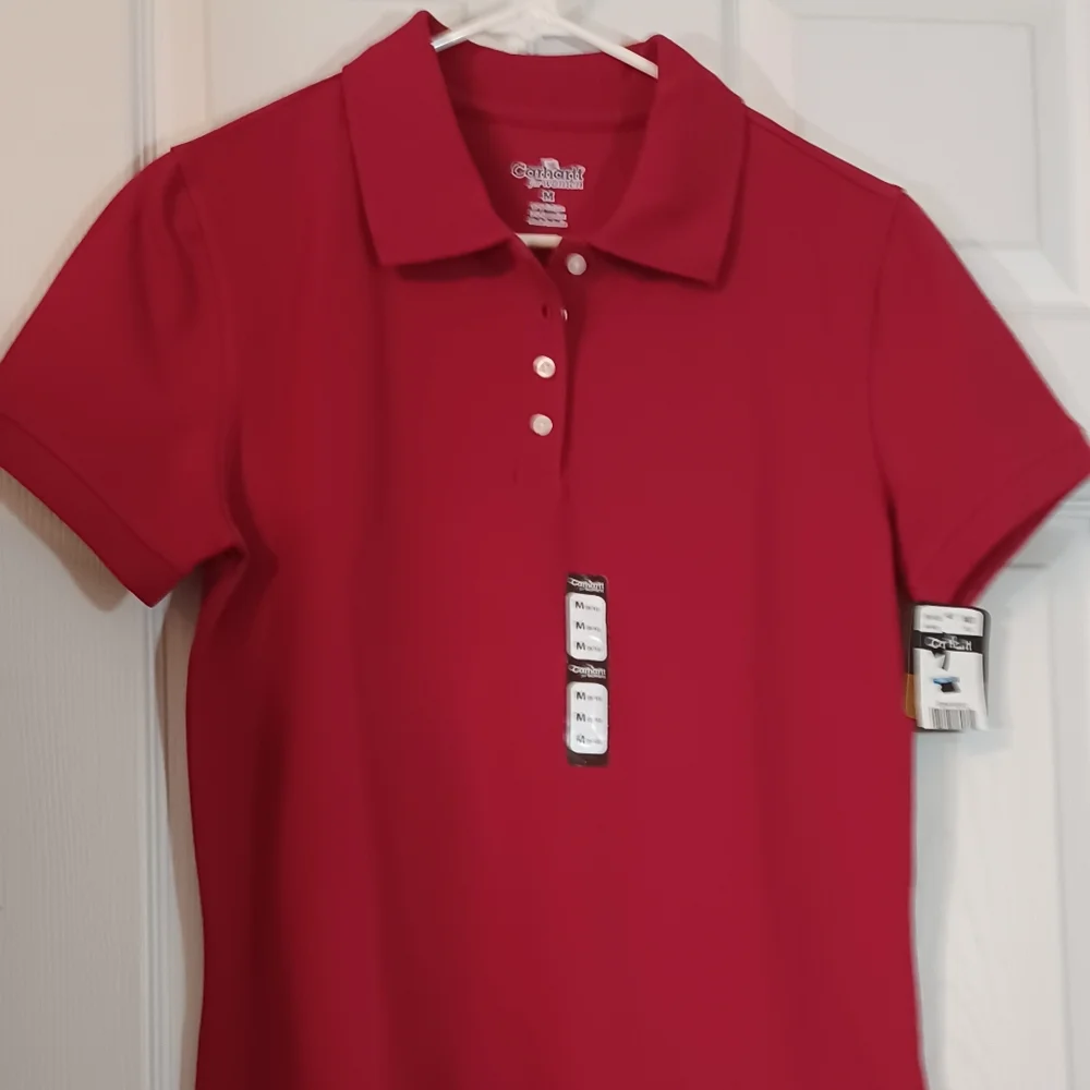 NWT Carhartt Women's Red Polo Shirt Size Medium - Picture 1 of 10